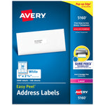 Avery Easy Peel Laser Address Labels, 1" x 2 5/8", Matte White, 3000 Labels/Box (5160)