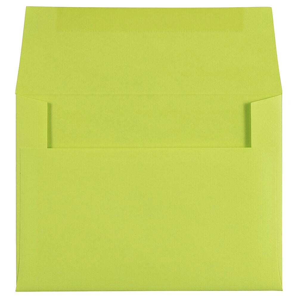 JAM Paper A6 Booklet Envelope 4 3/4" x 6 1/2", Ultra Lime Green, 100/Pack (52610d)