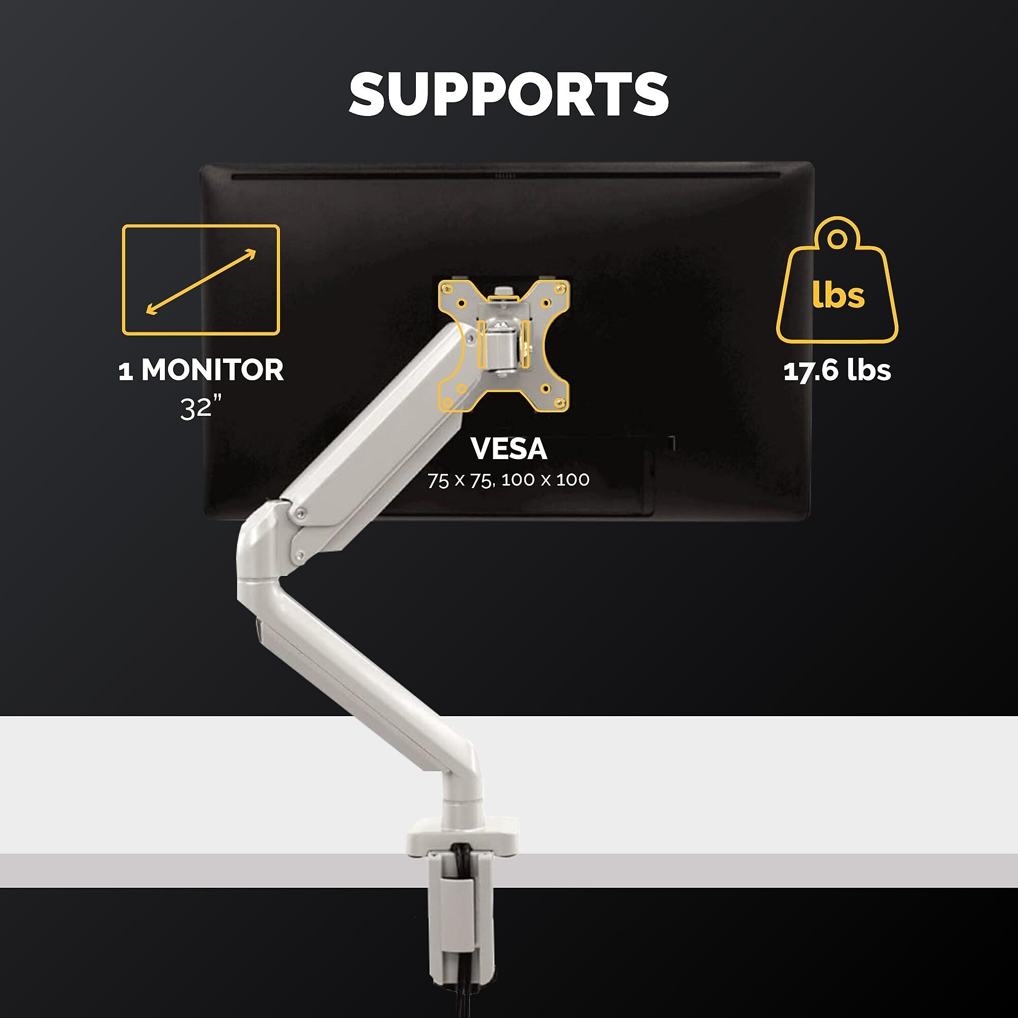 Fellowes Platinum Series Adjustable Monitor Arm, Up to 40" Monitor, Silver (8056401)