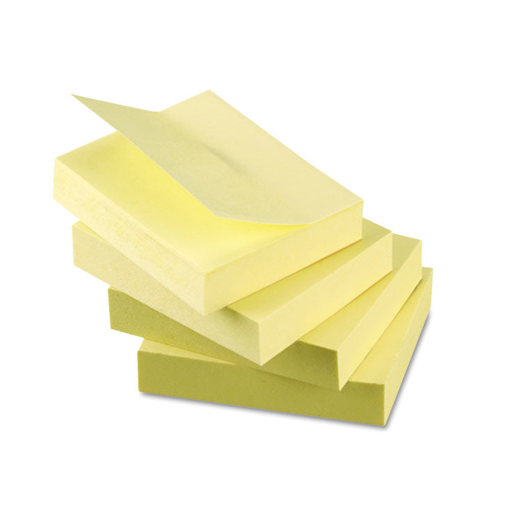 Recycled Self-Stick Note Pads, 1.5" x 2", Yellow, 100 Sheets/Pad, 12 Pads/Pack