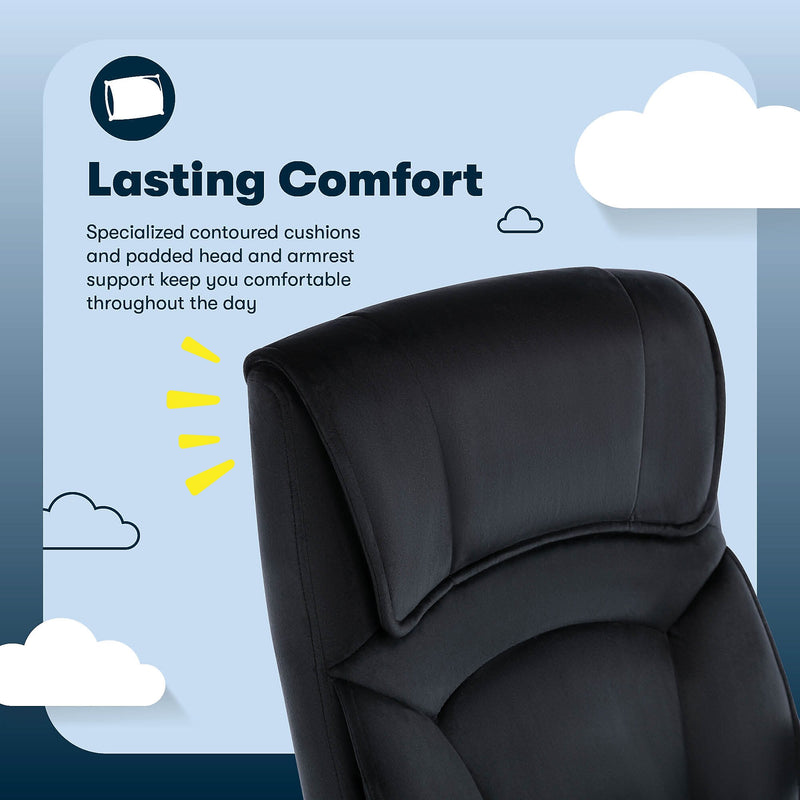 Serta Comfort Classic Ergonomic Velvet Fabric Swivel Executive Chair, Black (CCHR10005D)