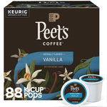 Peet's Coffee Vanilla Coffee, Keurig K-Cup Pod, Light Roast, 88/Carton (5000376697CT)