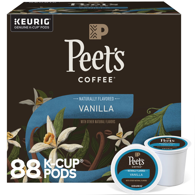 Peet's Coffee Vanilla Coffee, Keurig K-Cup Pod, Light Roast, 88/Carton (5000376697CT)