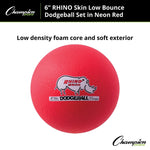 Champion Sports Rhino Skin Dodgeball Set, Neon Red, 6/Set (CHMP216)