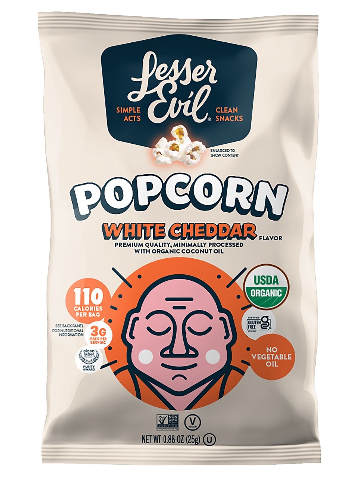 LesserEvil Organic White Cheddar Popcorn, 0.88 oz., 18/box (LSN00862)