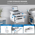 Mount-It! MedHub Mobile Medical Cart Workstation with Drawers and Locking Caster Wheels, White/Grey (MI-16004)