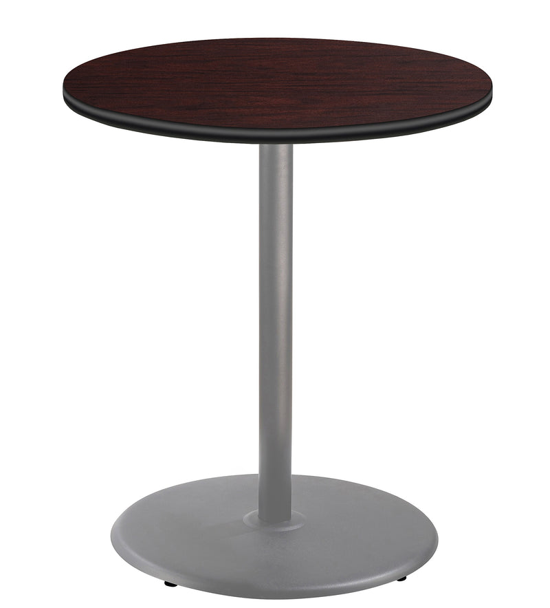 NPS CT Series 36" Round 42" Height Cafe Table, Round Base, Grey Frame/Mahogany Top (CTG13636RBPBTMMY)