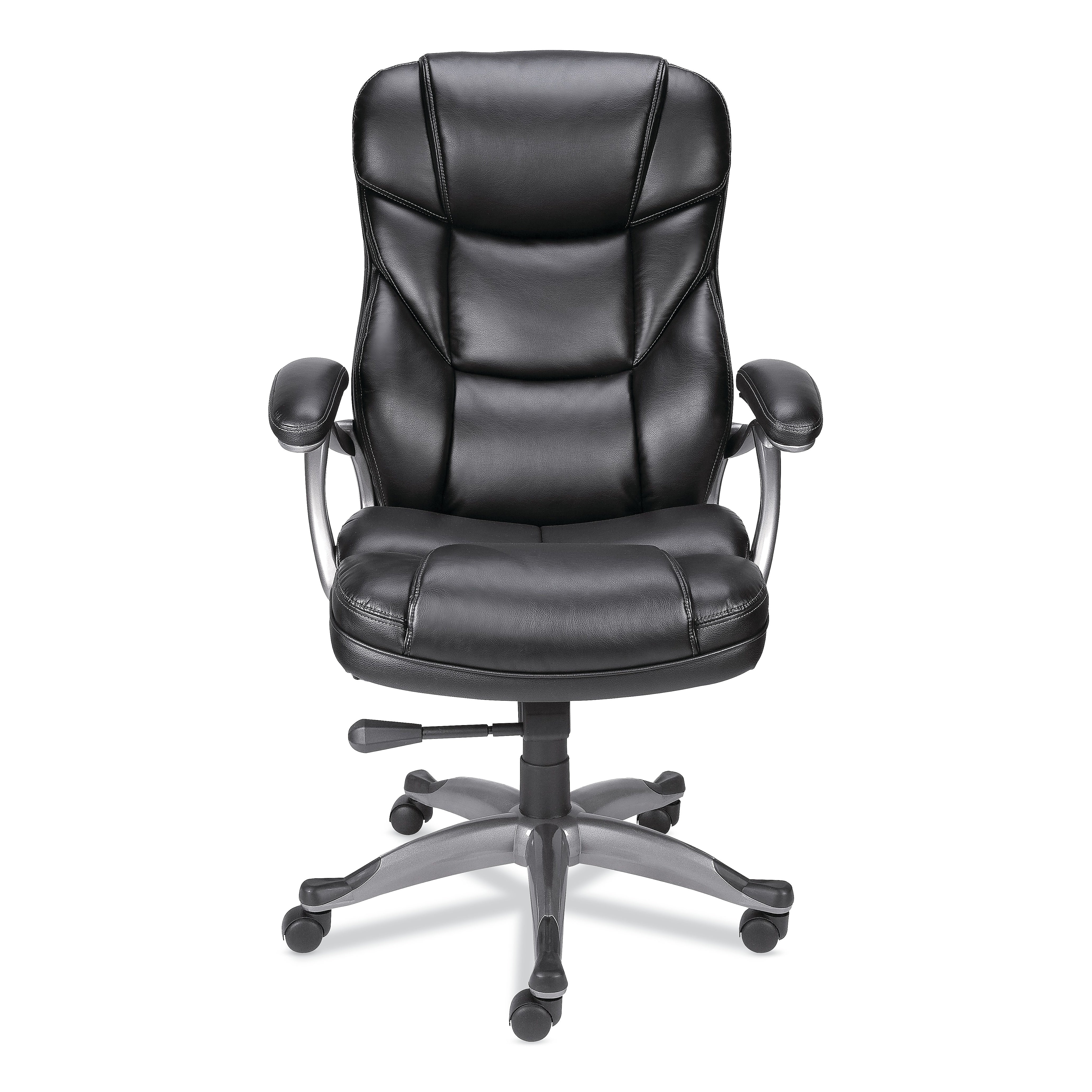 Alera Birns Series Fixed Arm Leather Task Chair, Black (ALEBN41B19)