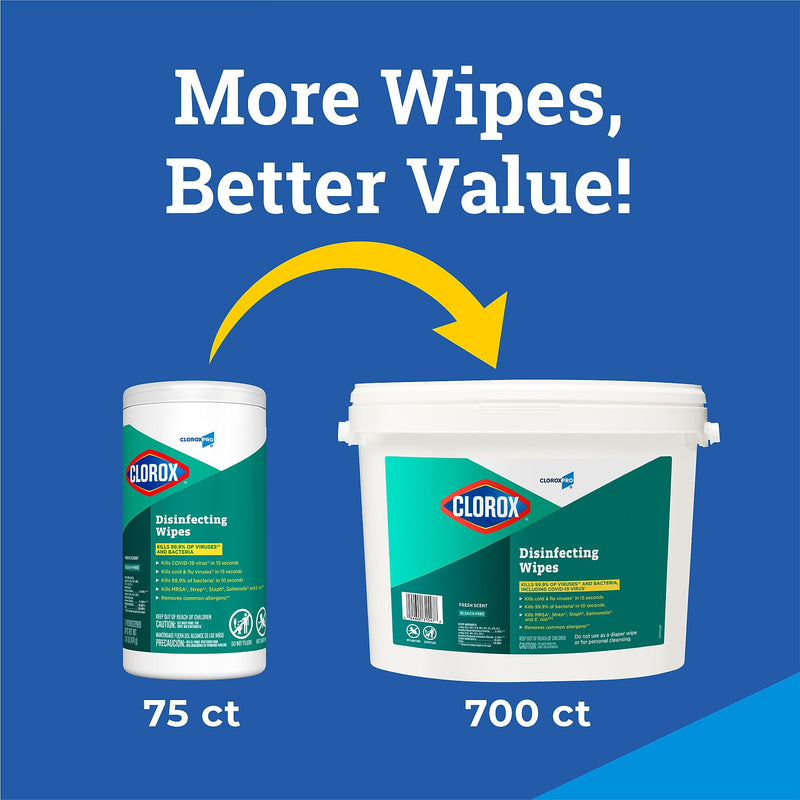 CloroxPro Clorox Disinfecting Wipes, Fresh Scent, 700 Wipes/Container (31547)