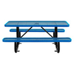 Global Industrial 6' Rectangular Outdoor Steel Picnic Table, Expanded Metal, Blue (277152BL)