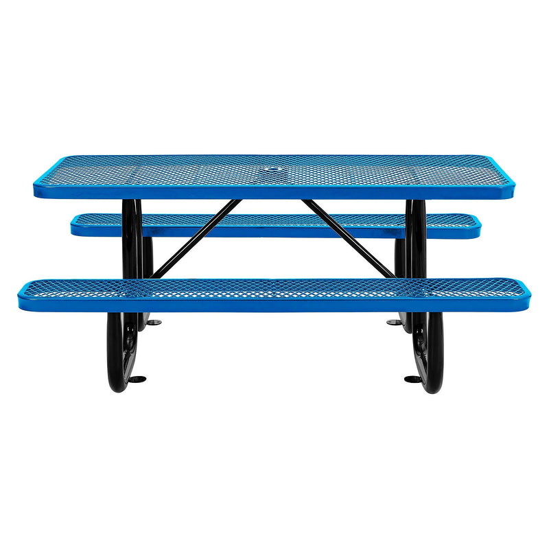 Global Industrial 6' Rectangular Outdoor Steel Picnic Table, Expanded Metal, Blue (277152BL)