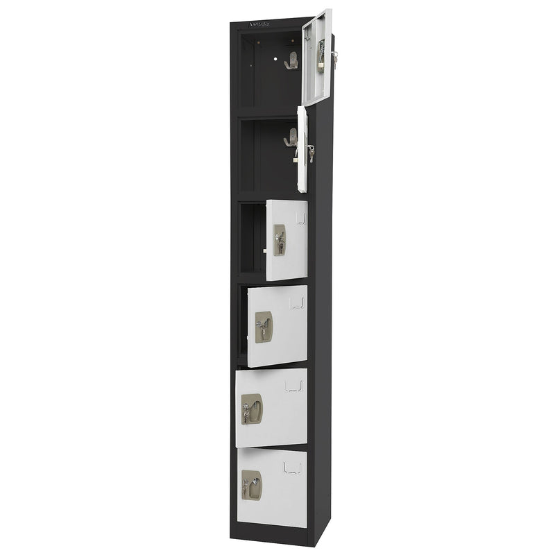 AdirOffice 72" 6-Tier Black and White Storage Locker, 4/Pack (ADI629-206-B-W-PKG-4)