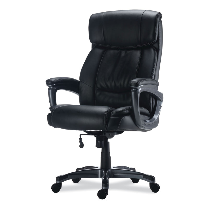 Alera Egino Series Fixed Arm Leather Swivel Computer and Desk Chair, Black (ALEEG44B19)