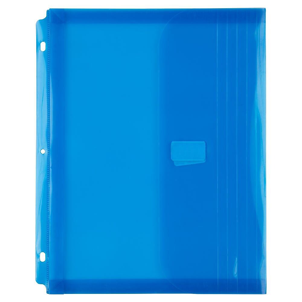JAM Paper Poly Binder Pocket, 3-Hole Punched, Blue, 12/Pack (218VB1BU)