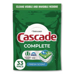 Cascade Complete ActionPacs Dishwasher Detergent, Fresh Scent, 17.6 oz., 33 Pacs/Bag, 4 Bags/Carton (80797047)