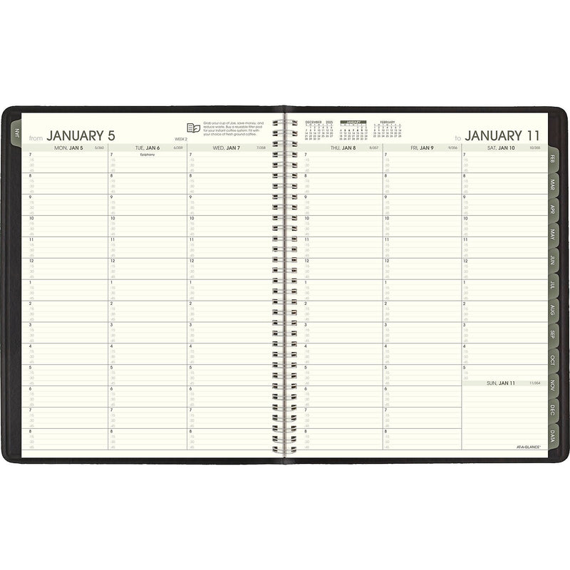 2026 AT-A-GLANCE Recycled 8.25" x 11" Weekly & Monthly Appointment Book Planner, Faux Leather Cover, Black (70-950G-05-26)