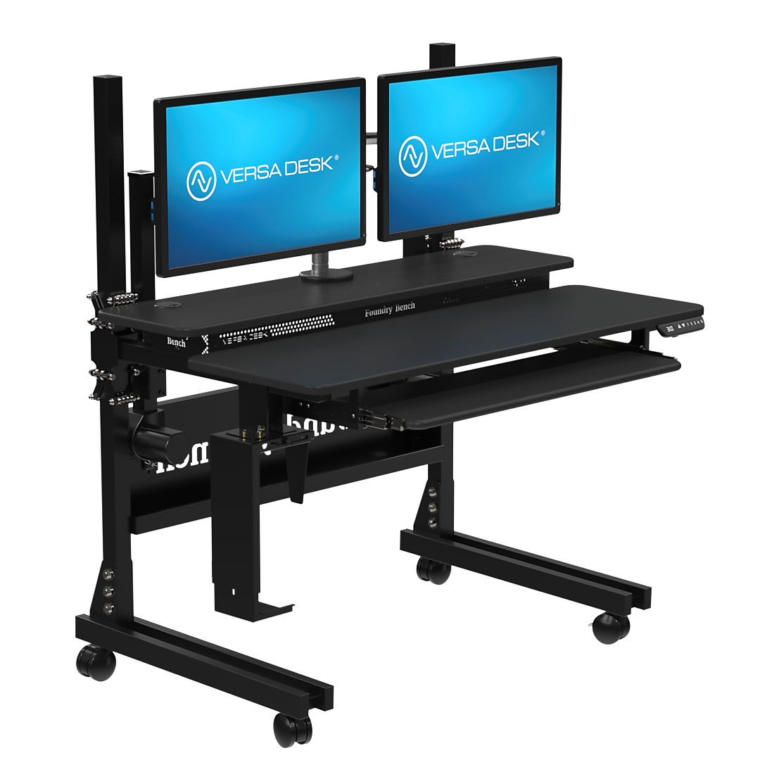 VersaDesk Foundry Bench 48"W Electric Rectangular Adjustable Standing Desk, Black (FB4830-BB-APP)