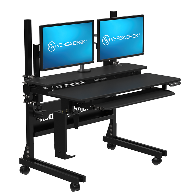 VersaDesk Foundry Bench 48"W Electric Rectangular Adjustable Standing Desk, Black (FB4830-BB-APP)