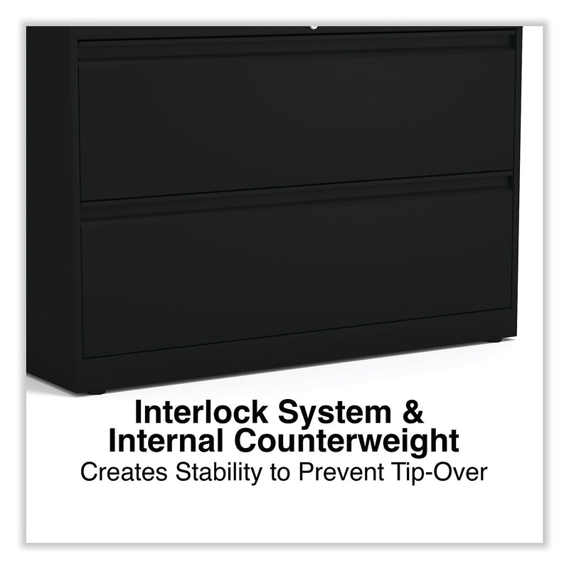Alera® 2-Drawer 42"W Lateral File Cabinet, Black, Legal (ALELF4229BL)