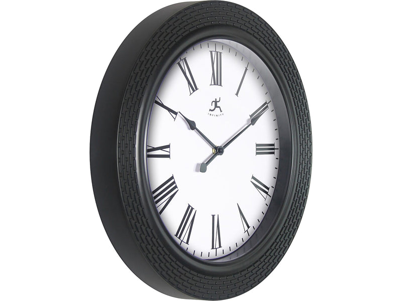 Infinity Instruments Roman Weave Wall Clock, 16"Dia. (20307BK-4545)