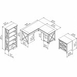 Bush Furniture Key West 60"W L Shaped Desk with File Cabinets and 5 Shelf Bookcase, Washed Gray (KWS017WG)