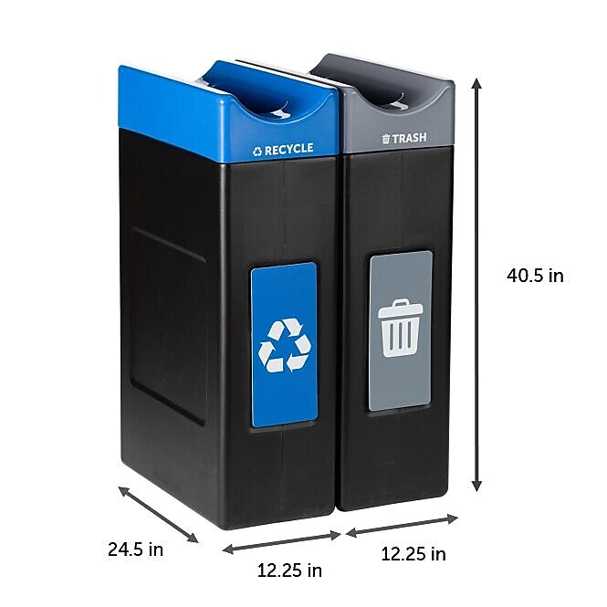 Commercial Zone Avante Series Polyethylene Dual-Stream Trash and Recycling Center, 60 Gallon, Black (787205MSA)