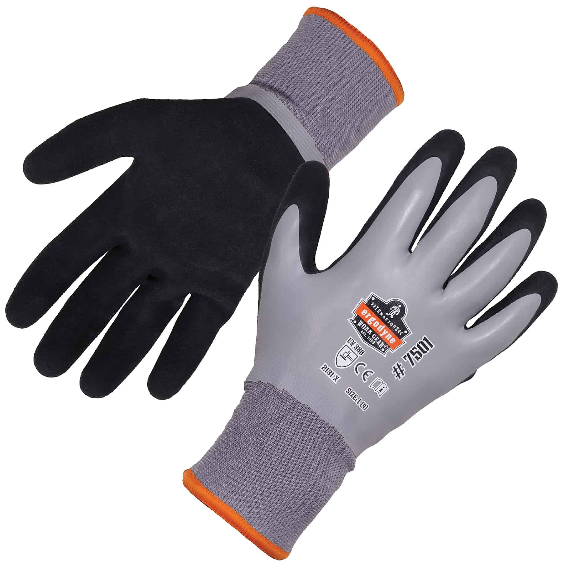 Ergodyne ProFlex 7501 Nitrile Coated Cold Resistant Gloves, Medium, Gray, 1 Pair (17633)