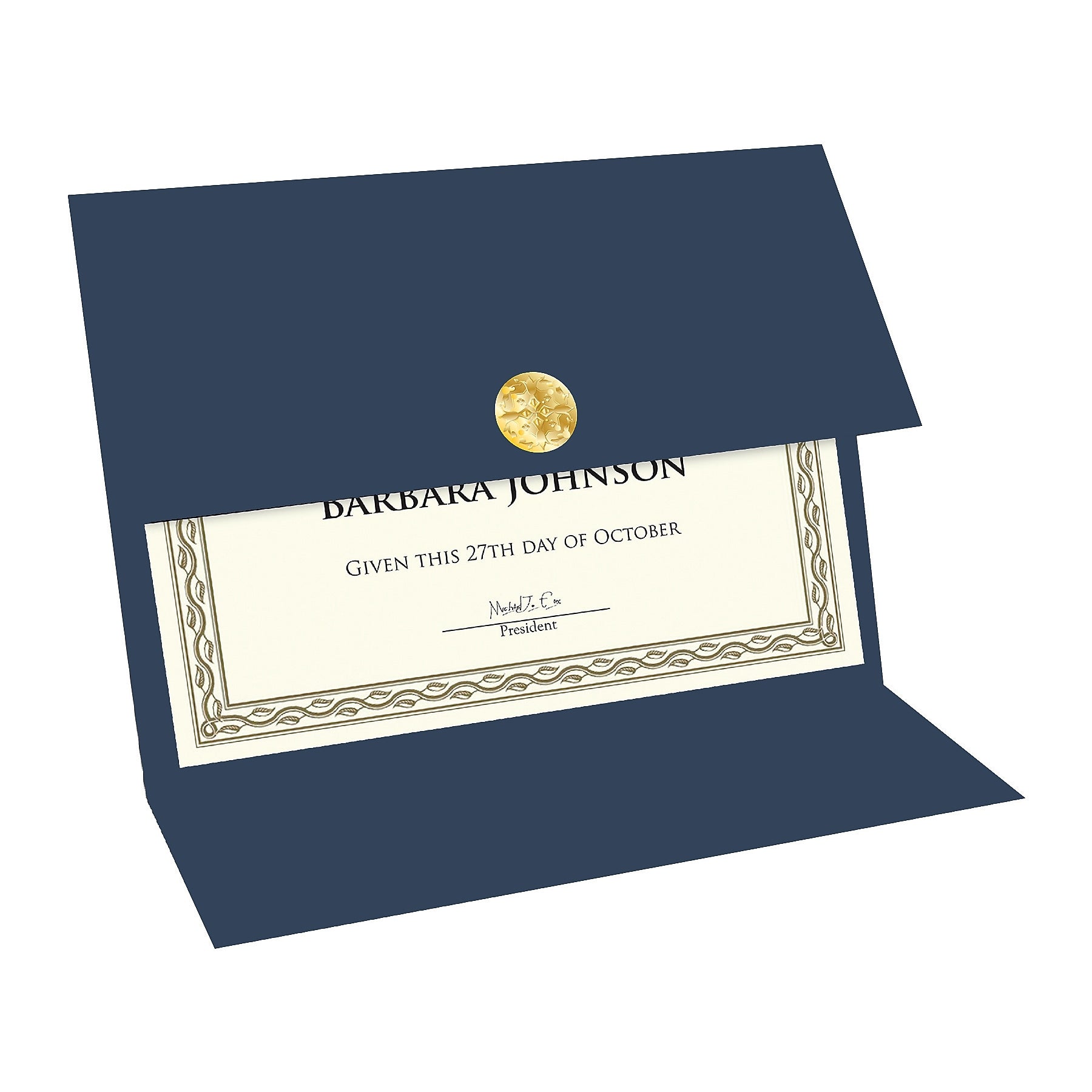 Royal Consumer Tri-Fold Certificate Holders, Navy, 5/Pack (GEO47837)