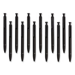 U Brands Monterey Soft Touch Ballpoint Pen, Retractable, Medium 1 mm, Black Ink, Midnight Barrel, 12/Pack