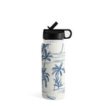DENY Designs Blue Beach Pattern by Anis Illustration Stainless Steel Double Wall Insulated Water Bottle, 18 oz. (88529-WBTL05)