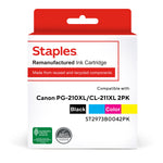 Staples Remanufactured Black/Color High Yield Ink Cartridge Replacement for Canon PG-210XL/CL-211XL (ST2973B0042PK), 2/Pack