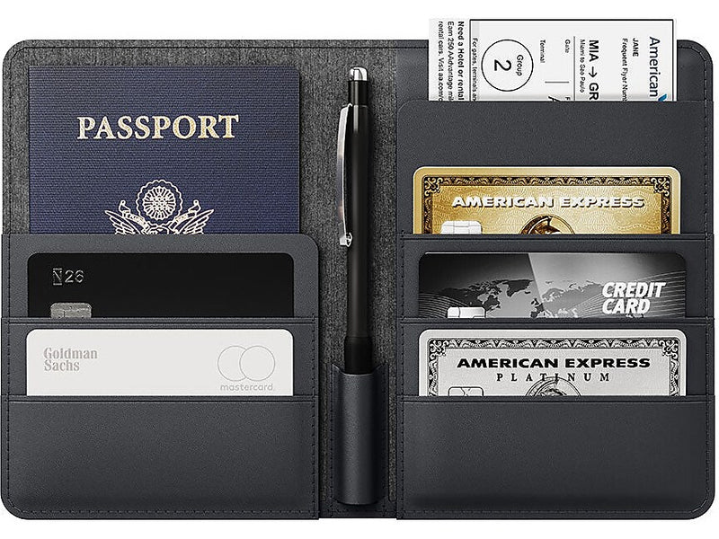 JOURNEY Loc8 RFID Faux Leather Passport Holder, Midnight Black (JTWMN)