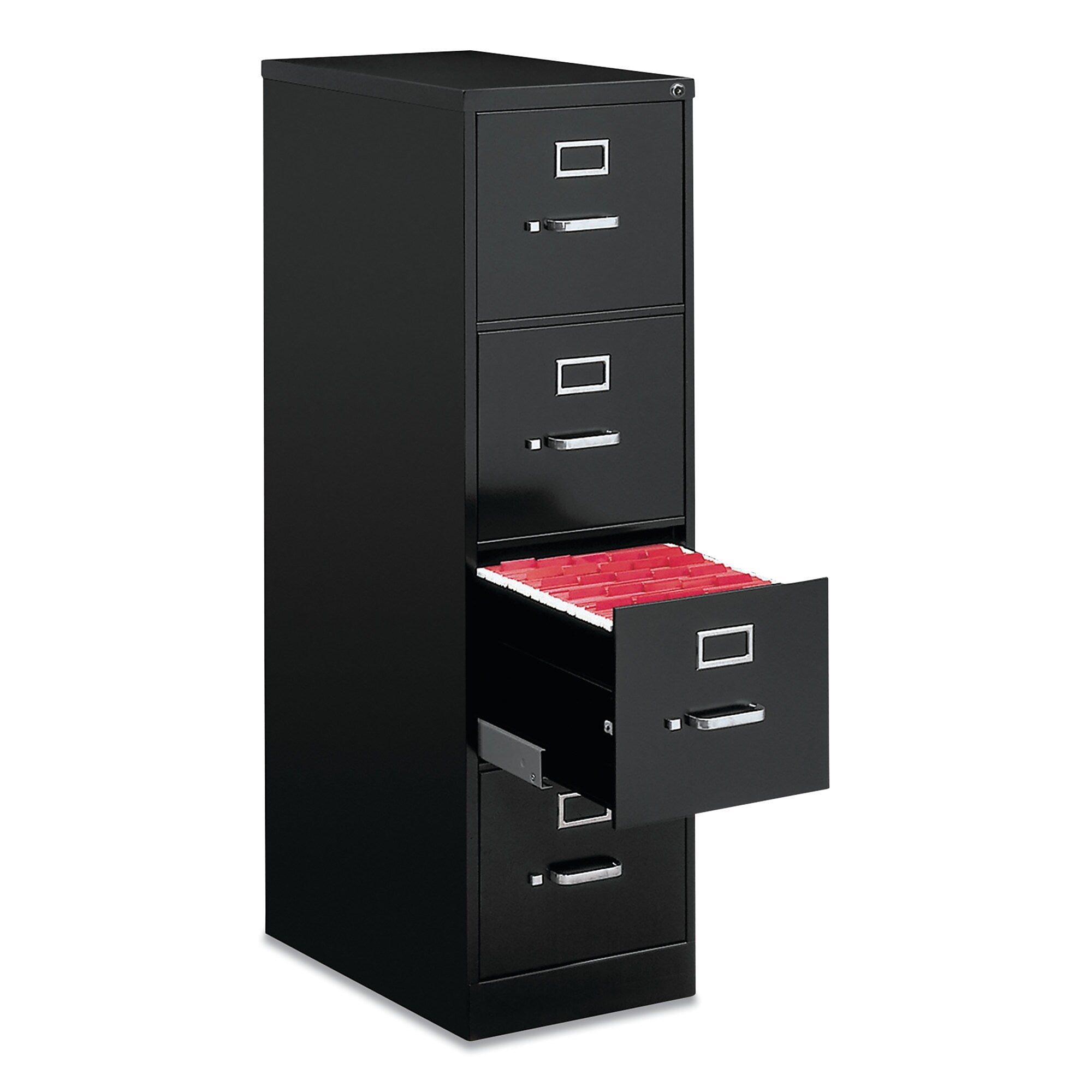Alera® Economy Vertical File, 4 Letter-Size File Drawers, Black, 15" x 25" x 52"