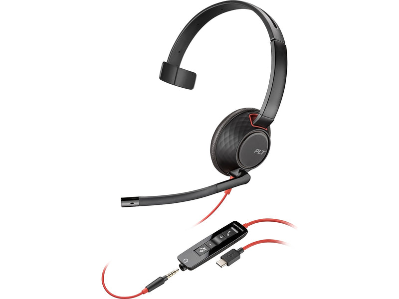 Poly Blackwire 5210 Mono Headset, USB-C/3.5mm, UC Certified, Bulk (8X230A6)