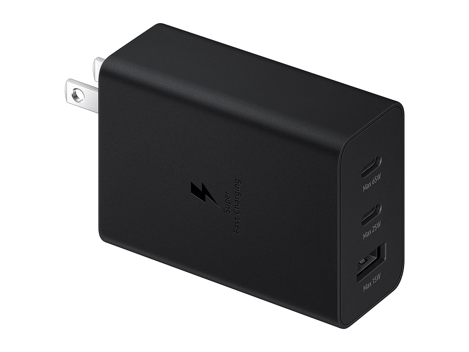 Samsung Trio Adapter USB-C Wall Charger for Galaxy S22 Series, 65W, Black (EP-T6530NBEGUS)