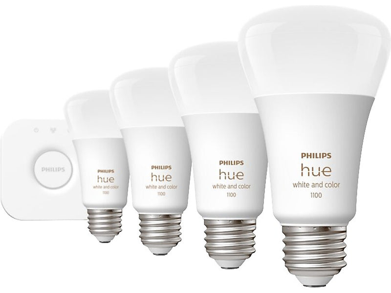 Philips Hue White Starter Kit, A19 16 Million Colors 10.5W E26 (563296)