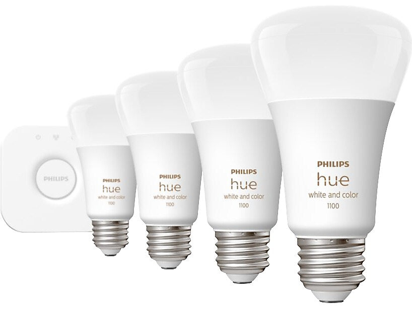 Philips Hue White Starter Kit, A19 16 Million Colors 10.5W E26 (563296)
