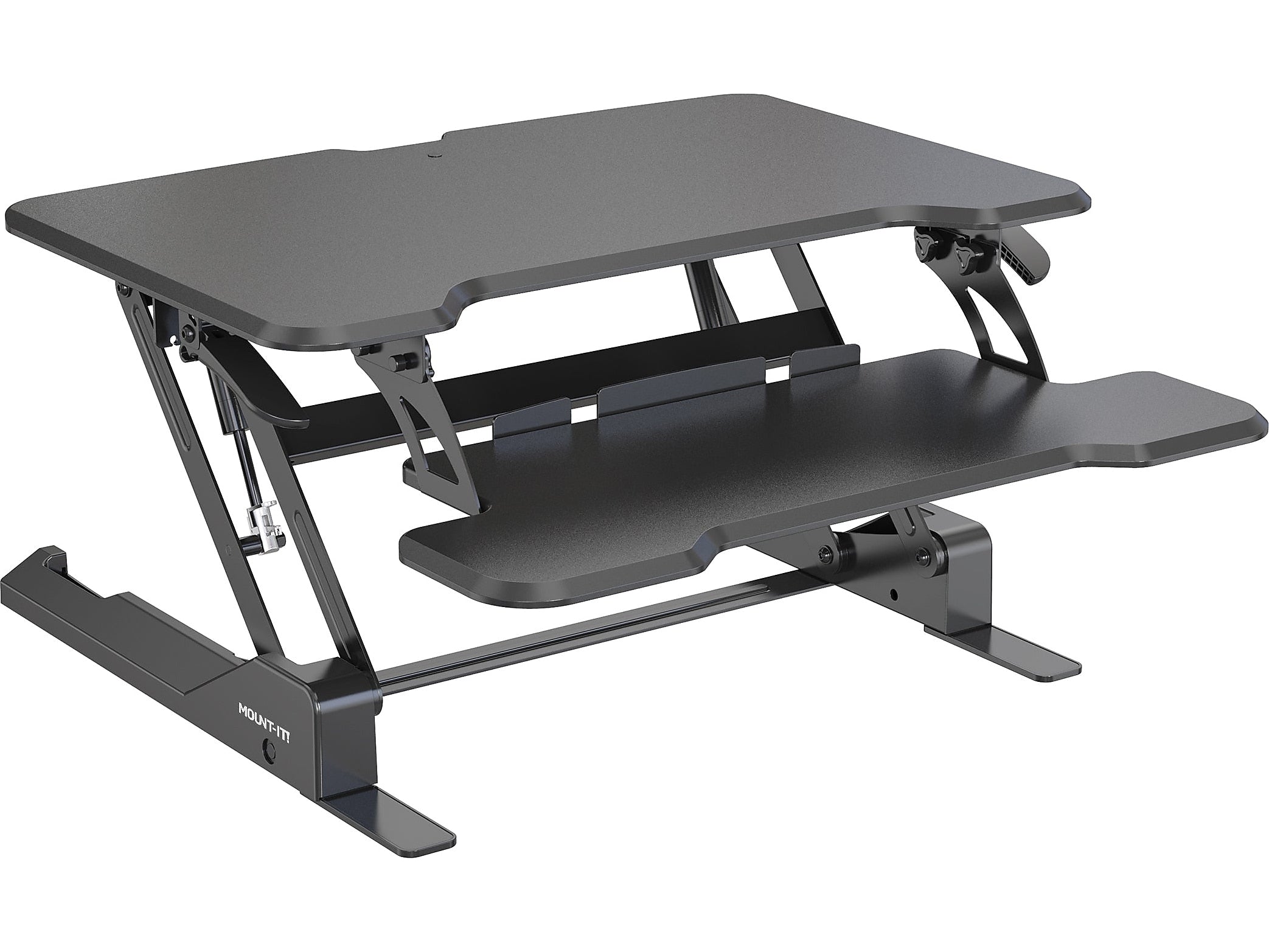 Mount-It! 30"W Manual Rectangular Adjustable Standing Desk Converter, Black (MI-15009S)