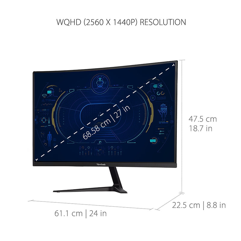 ViewSonic  27" Curved 165 Hz LCD Gaming Monitor, Black (VX2718-2KPC-MHD)