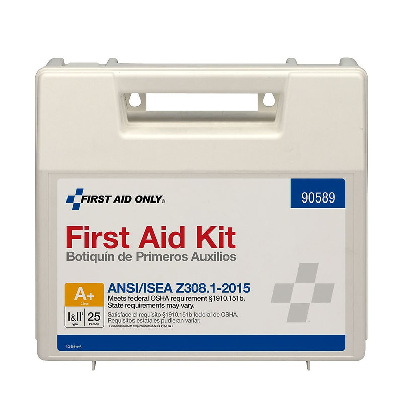 First Aid Only Plastic First Aid Kit with Medication, ANSI 2015 Class A, 25 People, 141 Pieces (90589)