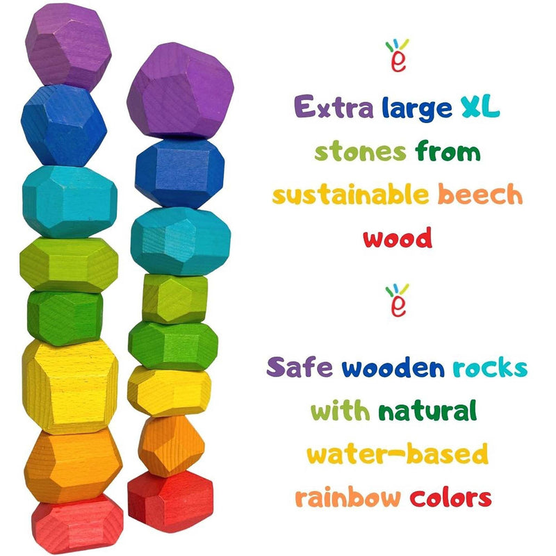 Extasticks Stackalino Wooden XL Balancing Stacking Rocks, 17/Pack (EXAE3309)