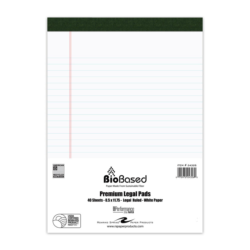Roaring Spring Notepad, 8.5" x 11.75", Law Ruled, White, 40 Sheets/Pad, 36 Pads/Case (24326CS)