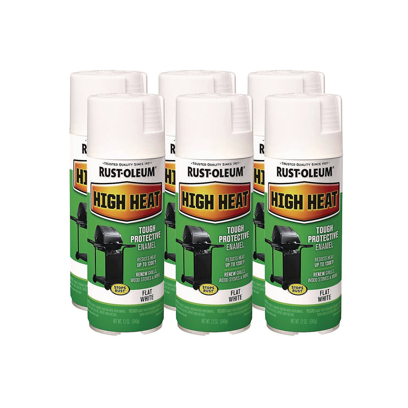 Rust-Oleum High Heat Enamel Spray Paint, Flat White, 12 oz., 6/Carton (7751830)