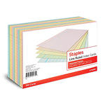 Staples 5" x 8" Index Cards, Lined, Assorted Colors, 300/Pack (TR50995)
