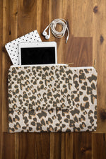 DENY Designs Brown Leopard 12" Polyester Travel Pouch, Water Resistant, Multicolored (89195-WPOFMD)