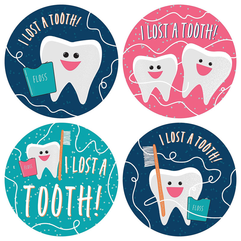 Barker Creek Lost a Tooth Stickers/Badges, 2.37" Dia., Multicolored, 192/Set (4445)