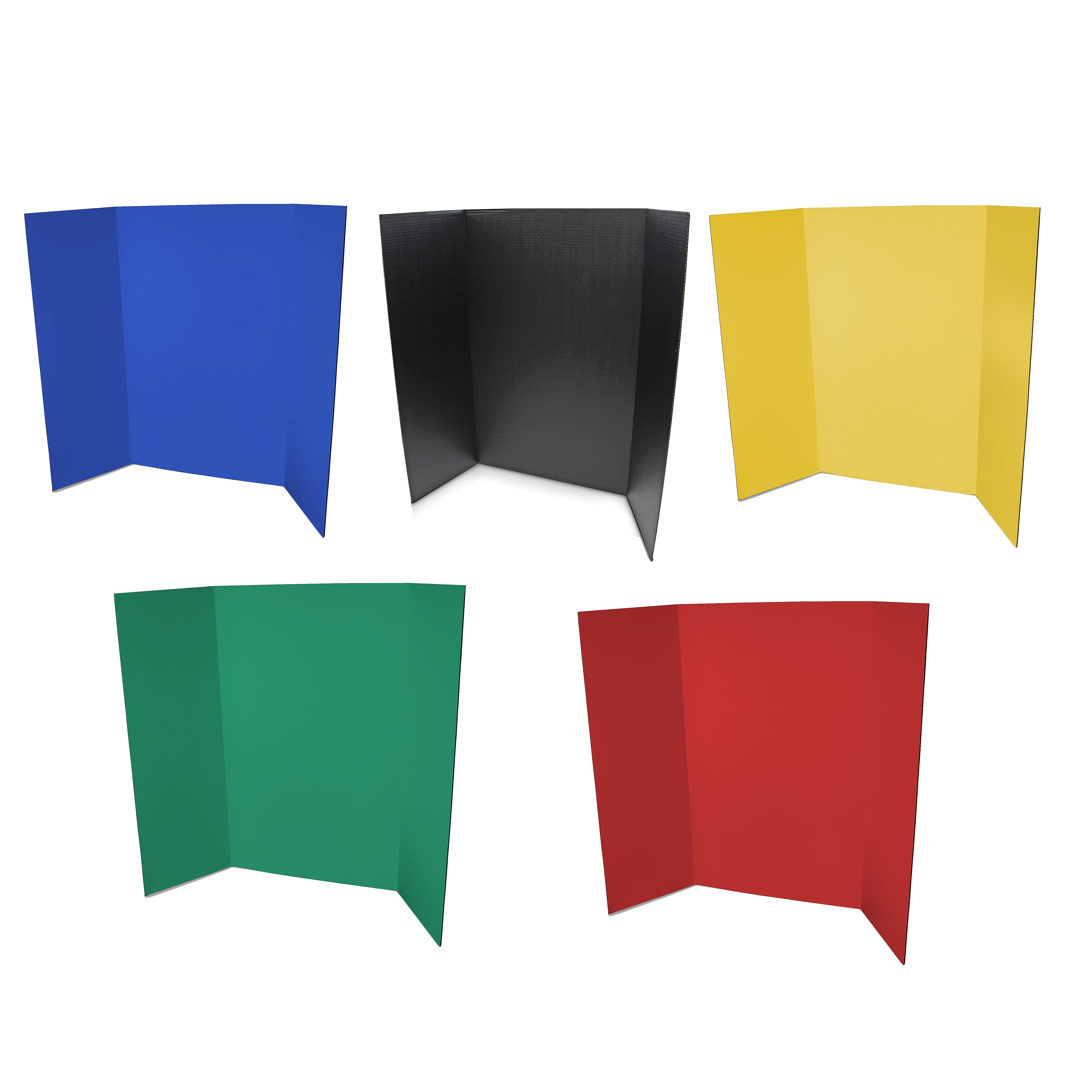 Flipside Tri-Fold Presentation Board, 48" x 36", Corrugated, Assorted Colors, 10/Pack (30045-10)