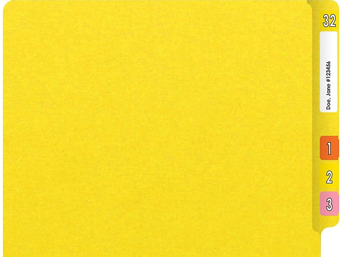 Medical Arts Press Heavy-Duty End Tab File Folder, Straight Cut, Letter-Size, Yellow, 40/Box (S-09459-YLW)