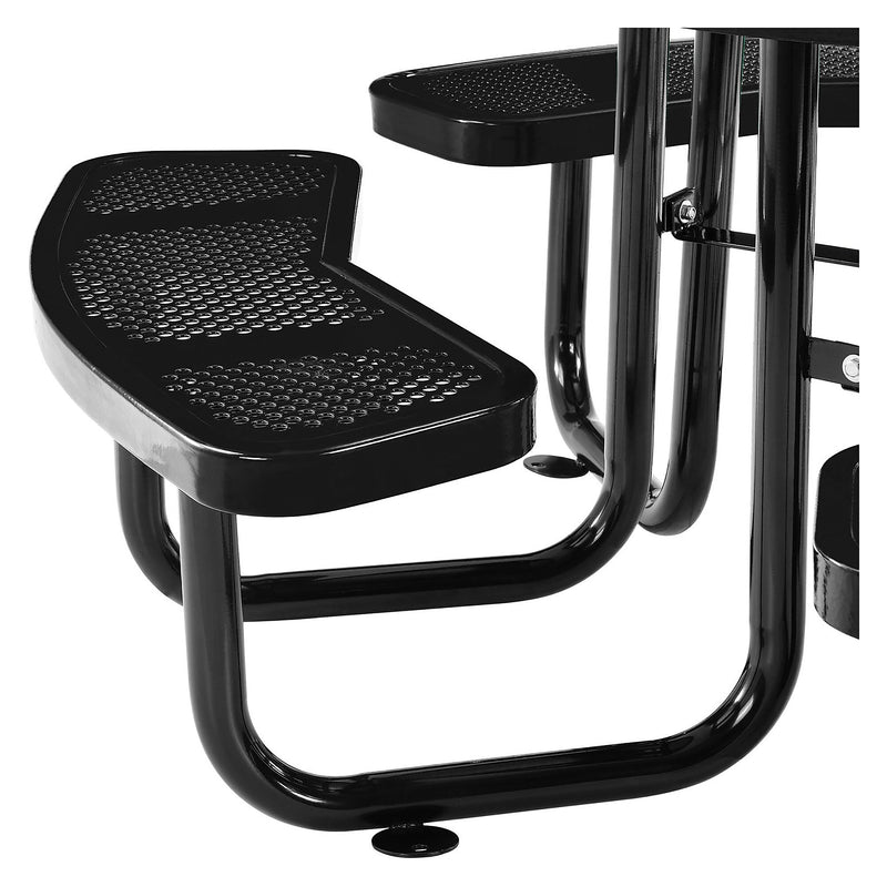 Global Industrial 46" Round Outdoor Steel Picnic Table, Perforated Metal, Black (262078BK)