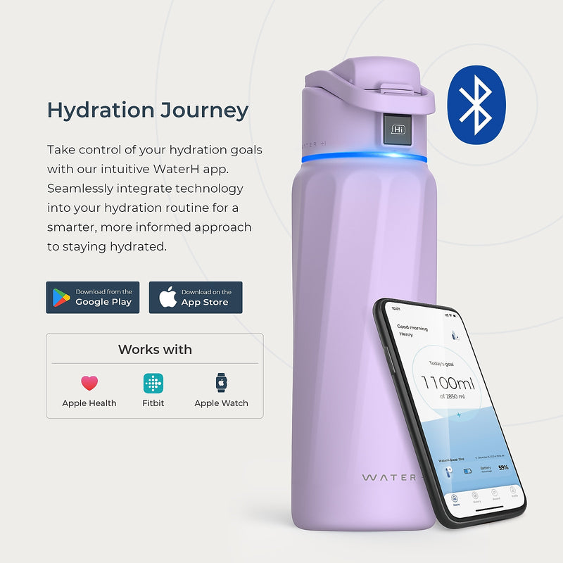 WaterH BOOST Stainless Steel Triple Wall Insulated Smart Water Bottle, 32 oz., Purple (B003PR)
